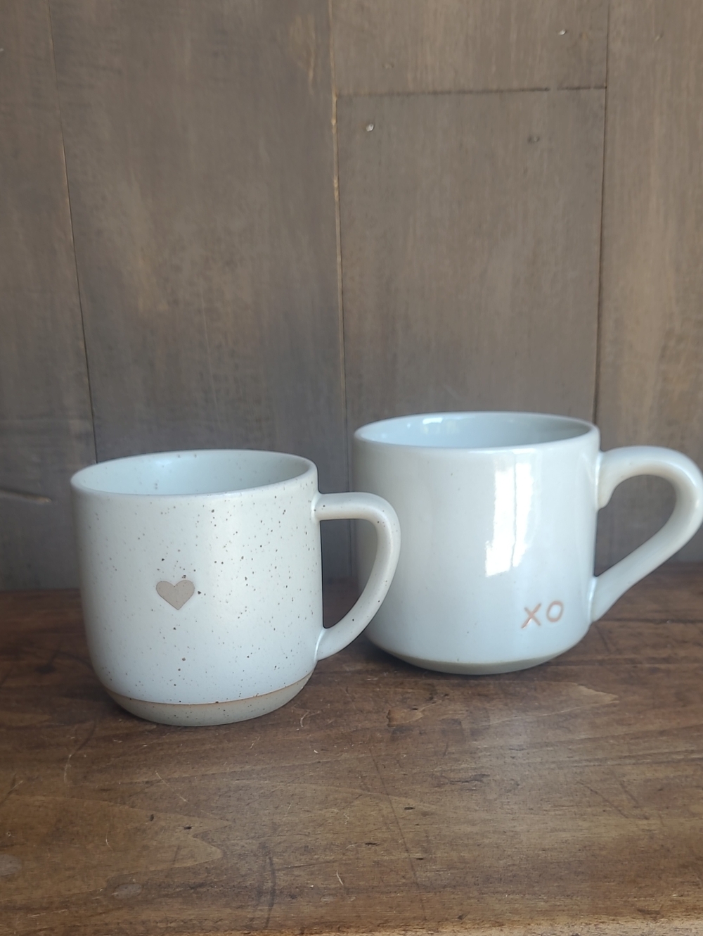 EUC Hearth & Hand Magnolia Mugs Heart/XO Ceramic/Stoneware Coffee Cups Set of 2